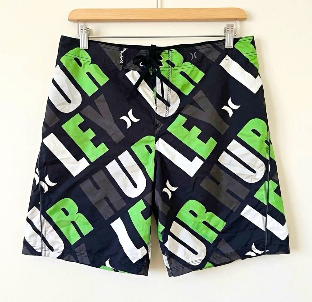 Hurley Mens Board Shorts Size 40 XXL Stagger Spellout Graphic Swim Trunks NWT